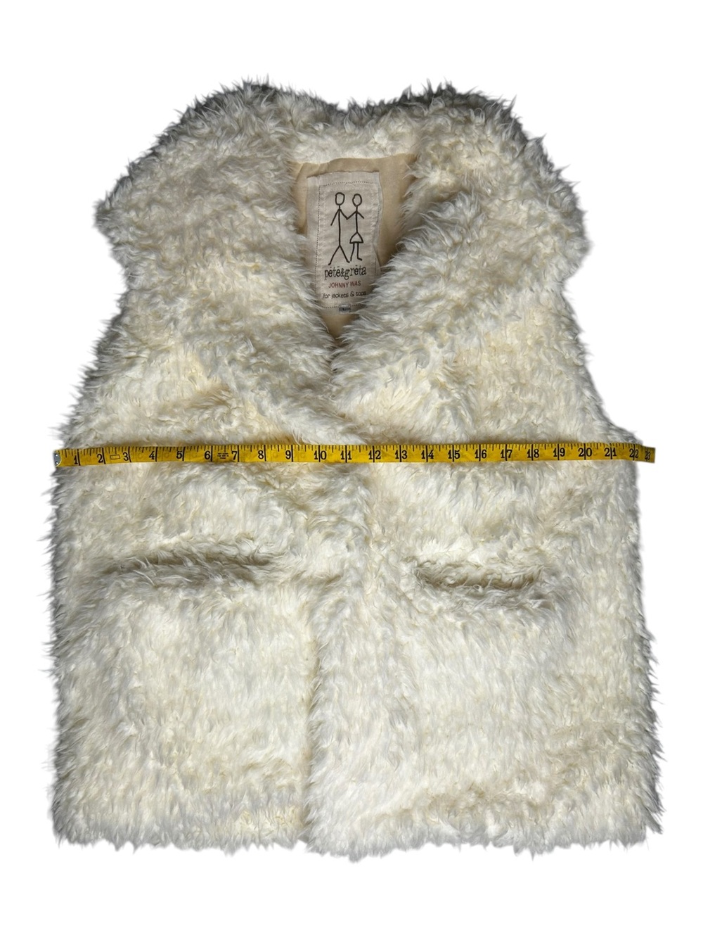 Johnny Was Pete & Greta Sherpa Faux Fur Vest Ivory Cream Snap Front Womens L - Picture 9 of 10